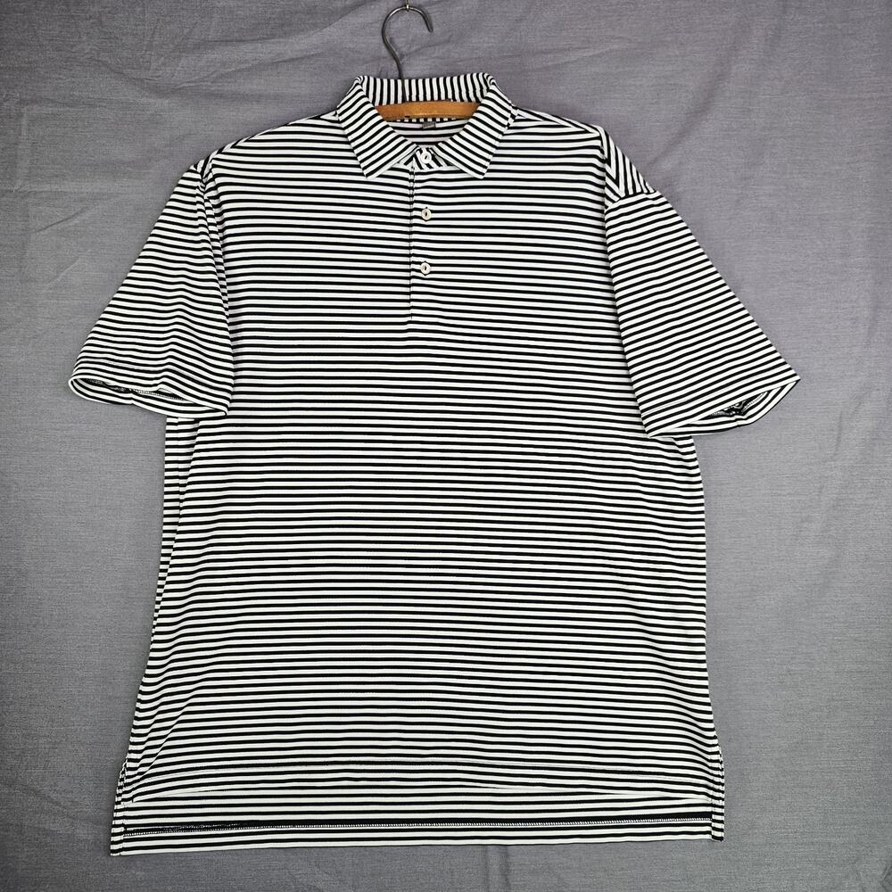 Peter Millar Summer Comfort Polo White With Black Stripes Men's Size Medium